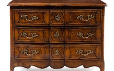 * A Louis XV Provincial Style Walnut Commode Height 33