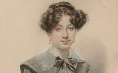 Paul DELAROCHE Paris, 1797 - 1856 Portrait de jeune femme en robe noire