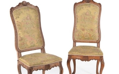 A set of four Danish carved and gilded beech side chairs