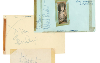 A set of Jimi Hendrix Experience 1967 signatures on three separate pages by members of the band Jimi Hendrix, Mitch Mitchell and Noel Redding