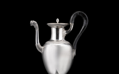 A silver coffee pot. Paris, first half of the 19th Century. Silversmith Charles-Nicolas Odiot (h. cm 31) (g gross 890...