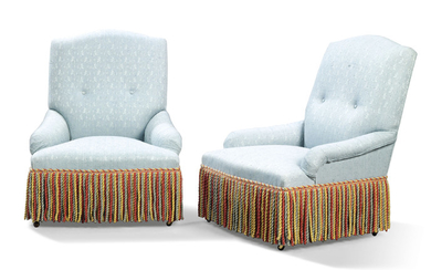 A PAIR OF SLIPPER CHAIRS, 20TH CENTURY