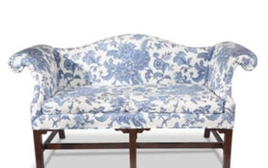 A small Chippendale mahogany sofa circa 1780 Upholstered in...