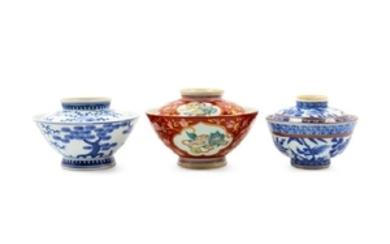 Three Chinese Porcelain Covered Bowls