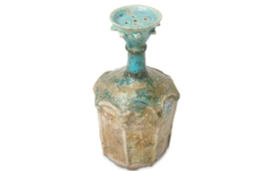 A TURQUOISE-GLAZED POTTERY SPRINKLER Possibly Kashan, Iran, 12th...
