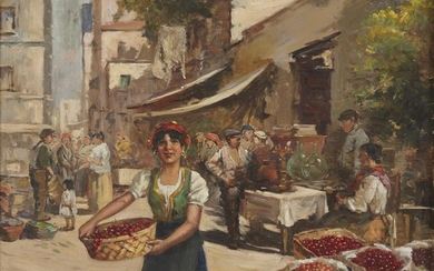 UNKNOWN ARTIST (20th century) WOMAN IN A MARKET WITH...