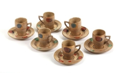 AN UNUSUAL SET OF SIX COFFEE CUPS AND...