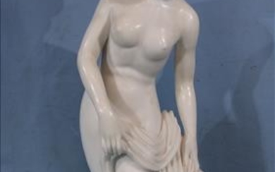 White marble statue of lady, 46 in T.
