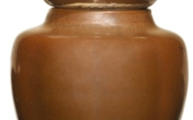 A 'JIZHOU' PERSIMMON-GLAZED BALUSTER JAR AND COVER SONG DYNASTY