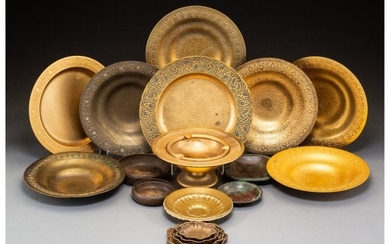 23022: Eighteen Tiffany Studios Gilt Bronze Dishes, cir