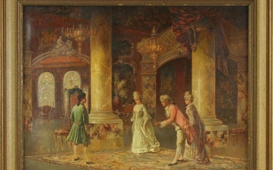 C. Muller, Music Room Interior, Oil on Canvas