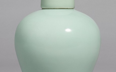 A FINE CELADON-GLAZED JAR AND COVER MARK AND PERIOD OF YONGZHENG