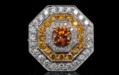 3.70ctw VS2-SI2 Orange, Yellow & White Diamond Ring