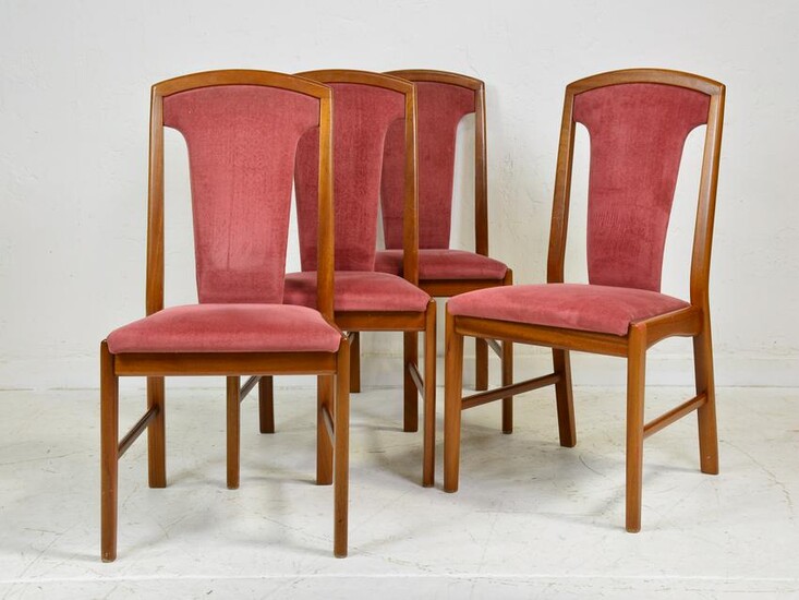 4 Upholstered High Back Mid Century Dining Chairs
