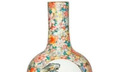 A CHINESE FAMILLE ROSE MILLEFLEURS BOTTLE VASE REP…