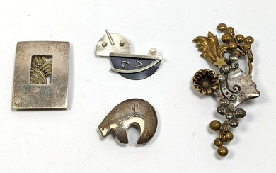 4pc Hand Made Pin Jewelry Lot. VB Brooch. Fetish bear