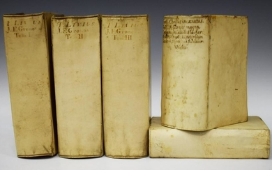 (5) VELLUM-BOUND LATIN BOOKS, 17TH/18TH CENTURY