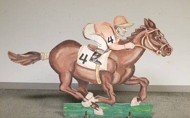 Paint-decorated Plywood Horse and Jockey