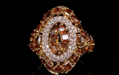 5.20ctw Multi-Colored Diamond 18K Ring