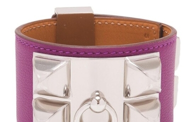 Hermès Anemone Collier de Chien (CDC) of Swift Leather with Palladium Plated Hardware Size Small
