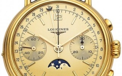 54022: Longines, 18k Yellow Gold Chronograph With Date