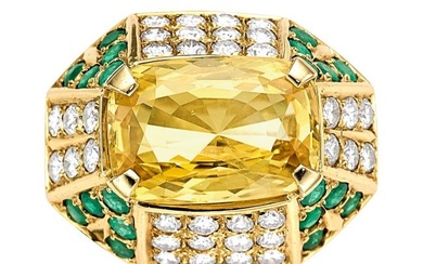 55122: Ceylon Yellow Sapphire, Diamond, Emerald, Gold R