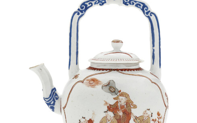 AN UNUSUAL IRON-RED AND BLUE ENAMEL TEAPOT AND COVER, KANGXI PERIOD (1662-1722)
