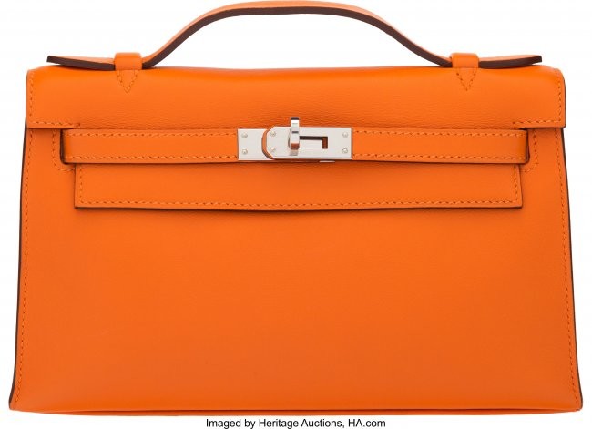 58022: Hermès Orange H Swift Leather Kelly Poche