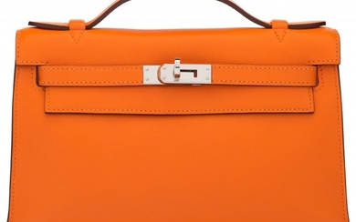 58022: Hermès Orange H Swift Leather Kelly Poche