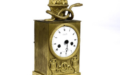 French Empire gilt bronze desk clock
