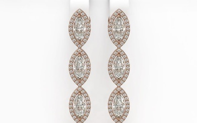 6.08 ctw Marquise Cut Diamond Micro Pave Earrings 18K Rose Gold