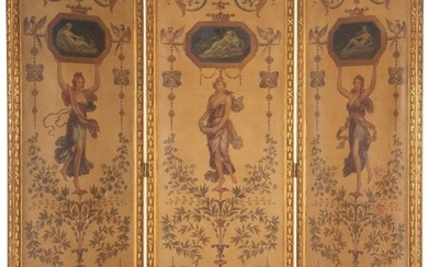 61022: A French Neoclassical Giltwood Three-Panel Scree