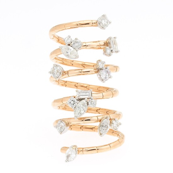Ladies' Rose Gold and Diamond Spring Ring
