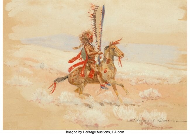 67022: Edward Borein (American, 1872-1945) Indian on Ho