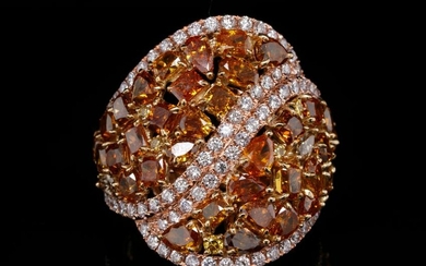 6.90ctw Diamond 18K Yellow/Rose Gold Ring