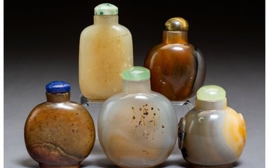 78022: A Group of Five Chinese Hardstone Snuff Bottles