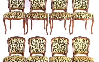 (-), 8 walnut Louis XV dining room chairs...