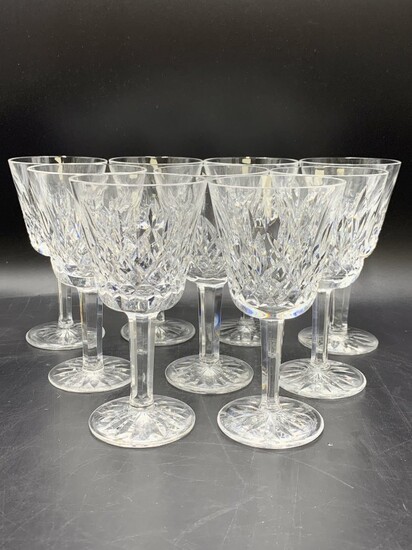 9 Waterford Crystal Goblets Lismore Pattern Glass