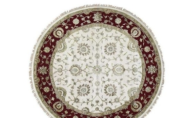 Hand-Knotted Half Wool and Half Silk Rajasthan Round