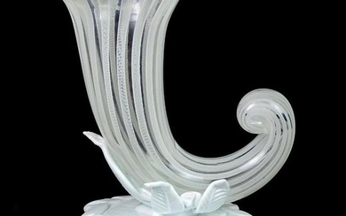 Bianconi Venini Murano White Cornucopia Art Glass Vase