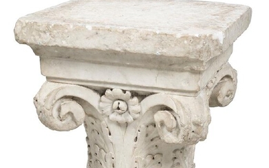 Large, sculpted marble corinthian capital. Spain. 16th