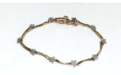 9ct gold fancy link Diamond bracelet