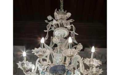 A 18th century Murano glass-eight-light chandelier