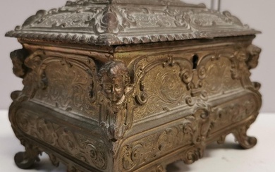A 19th century, French, brass jewellery casket. No key prese...