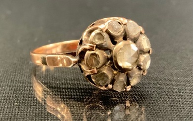 A 19th century and later rose cut diamond cluster ring, set ...