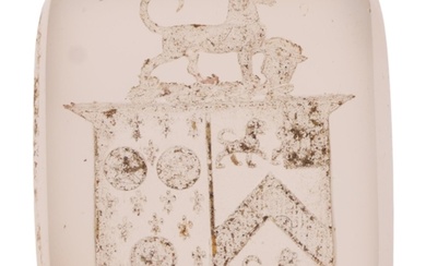 A 19th century chalcedony armorial seal ringstone, intaglio ...