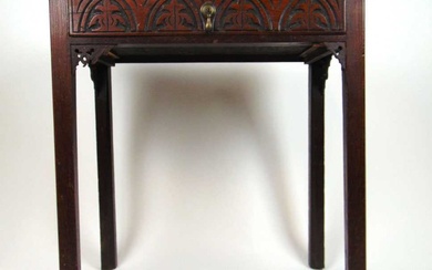 A 19th century oak single drawer side table, the moulded...