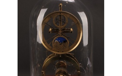 A 19th century style brass skeleton timepiece, 20cm circular...