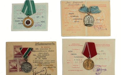 A BULGARIAN SOVIET MEDALS WITH ORIGINAL DOCUMENTS