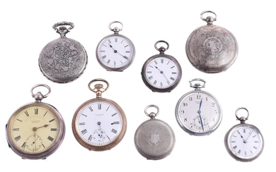 A COLLECTION OF WHITE METAL POCKET WATCHES